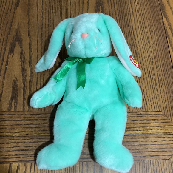 Ty Mint Green Bunny Hippity beanie, basket beanie ornament and buddy - Picture 10 of 16